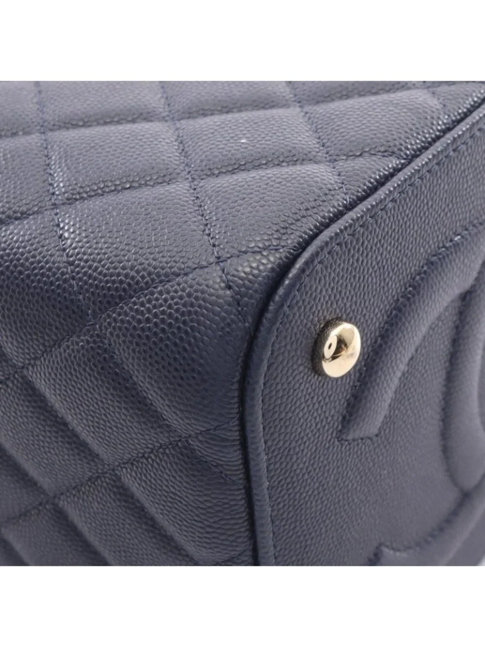 Chanel Shoulder Bag Quilted Vanity 2-Way Navy Caviar Leather Chain